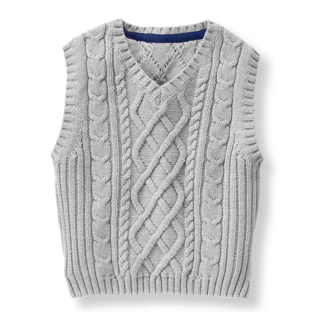 Janie & Jack Heather Gray Cable Sweater Vest